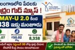 PMAY-U 2.0 కింద తెలంగాణకు 8,338 కొత్త ఇళ్లను కేంద్ర ప్రభుత్వం మంజూరు చేసిన సందర్భంగా రూపొందించిన సమాచారం చిత్రం. రూ.125.07 కోట్ల ఆర్థిక సాయం, తొలి విడత రూ.50.02 కోట్ల విడుదల వివరాలు.