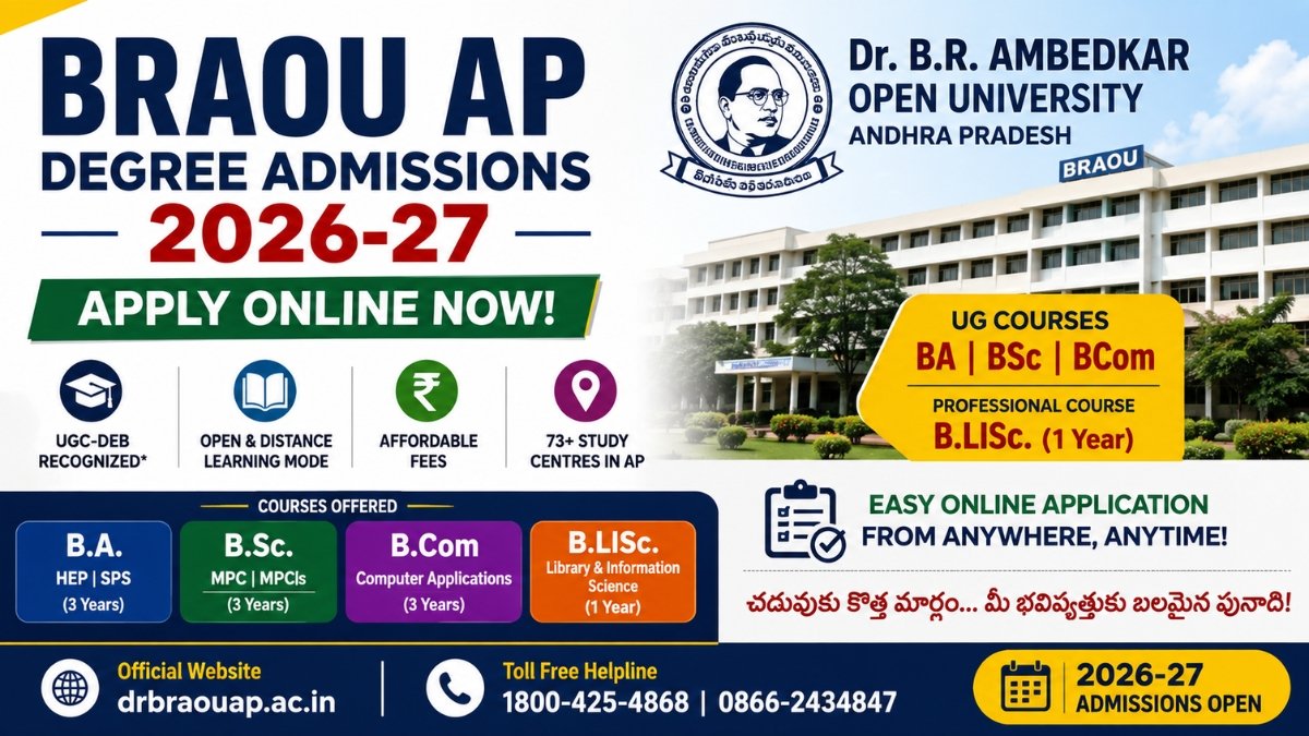BRAOU AP Degree Admissions 2026-27 online application