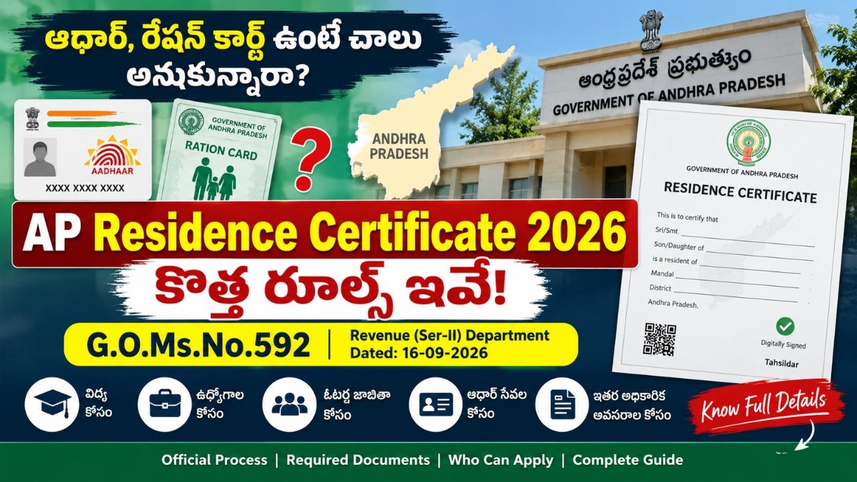 AP Residence Certificate 2026 కొత్త రూల్స్ మరియు తహసీల్దార్ ద్వారా నివాస ధృవీకరణ వివరాలు OG Caption