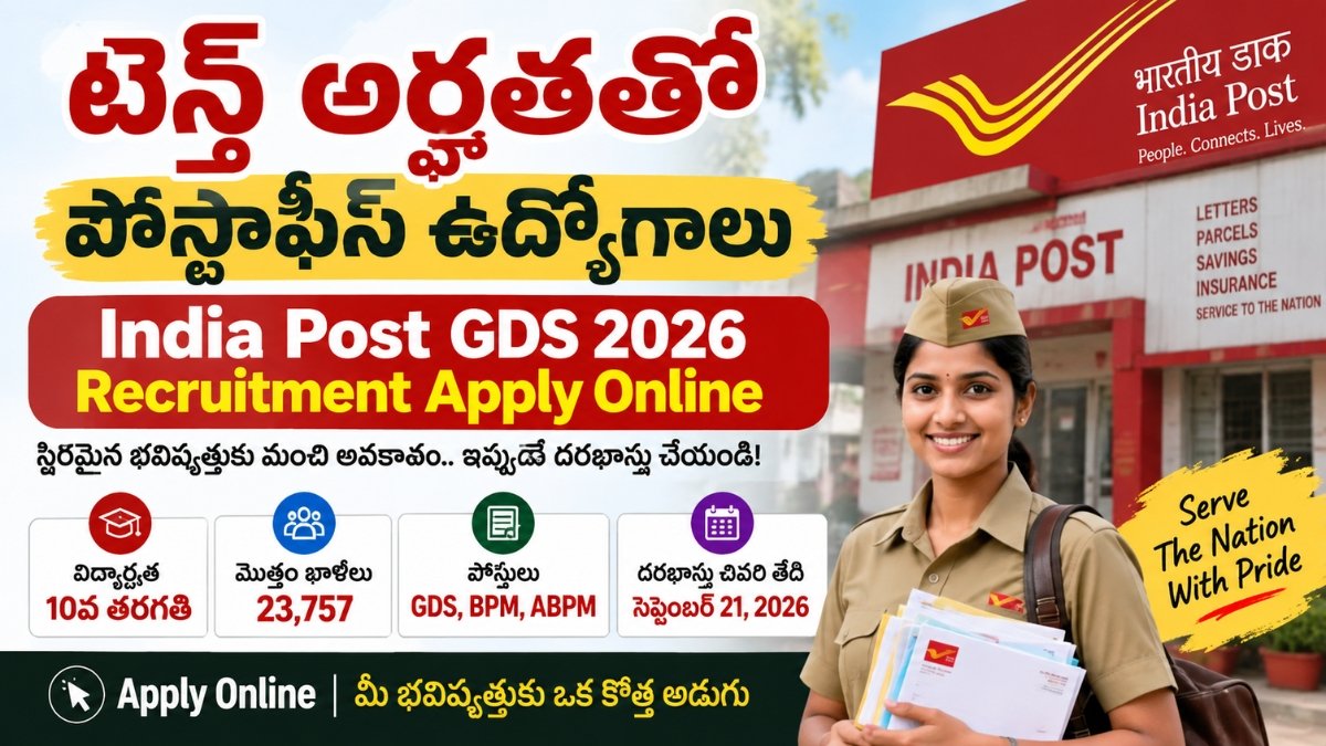 India Post GDS 2026 Recruitment Apply Online – 10th Pass Post Office Jobs