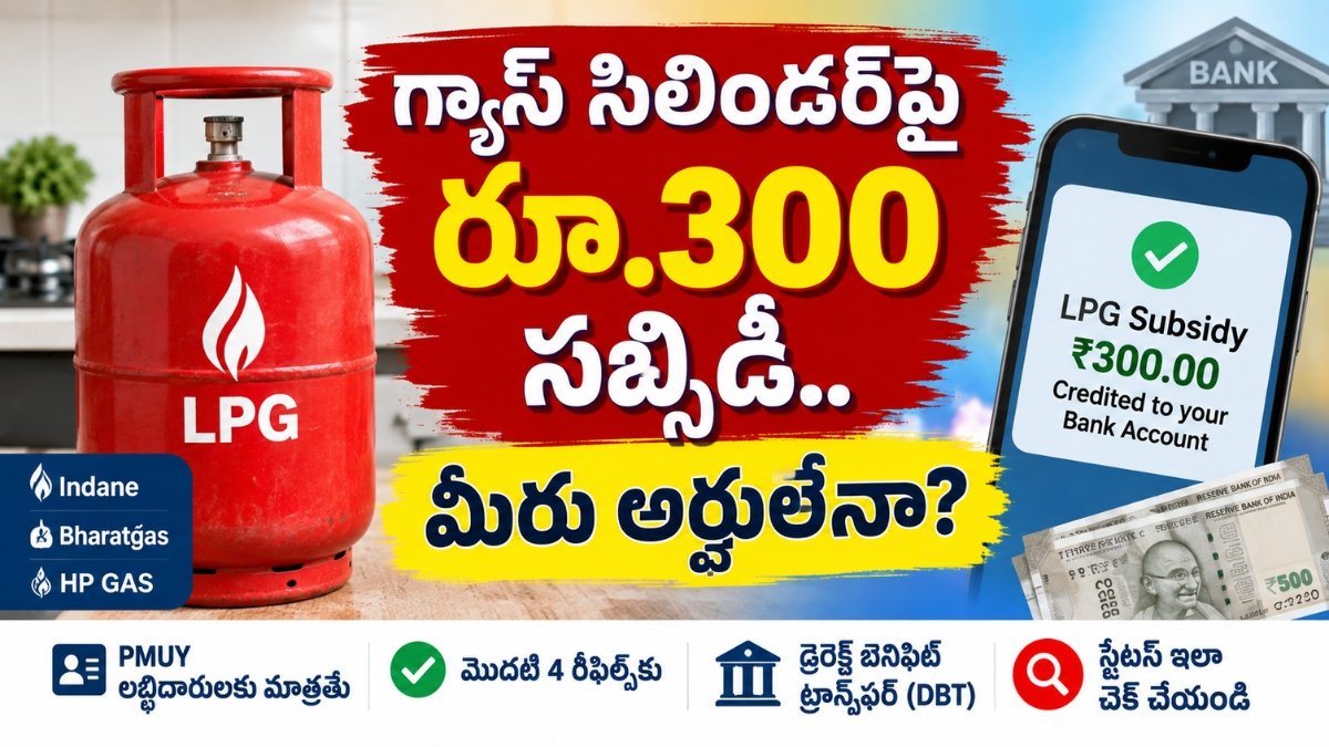 LPG Subsidy రూ.300, PMUY ఉజ్వల గ్యాస్ సిలిండర్ సబ్సిడీ స్టేటస్ చెక్ వివరాలు